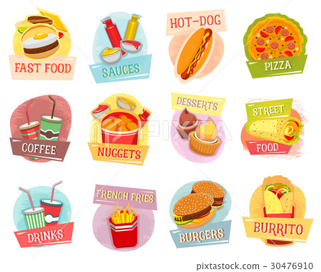 图库插图: vector icons for fast food menu design