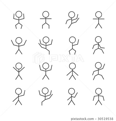 图库插图: set of stick figures from thin line, vector