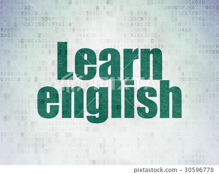 插图素材: education concept: learn english on digital data