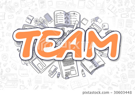 插图素材: team - cartoon orange word. business concept.