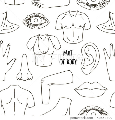 插图素材 part of body set icons pattern