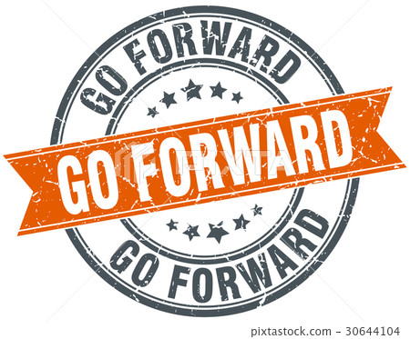 插图素材: go forward round grunge ribbon stamp