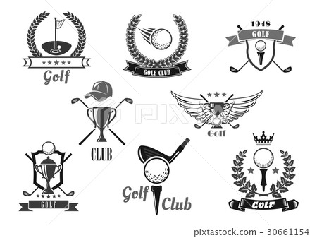 symbol图片,symbol 插图素材: golf sport club symbol set for sporting design
