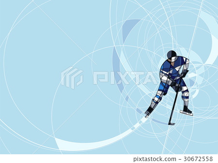 插图素材: ice hockey player in blue and white dress