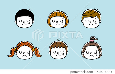 插图素材: 孩子的表情:伤心,流泪