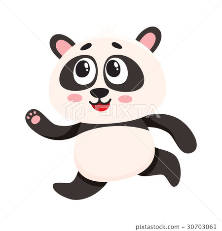 图库插图: cute and funny smiling baby panda character