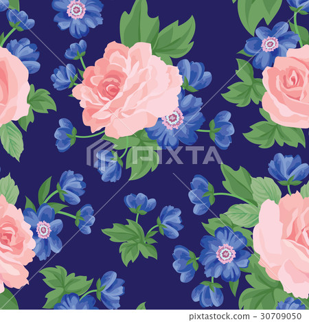 插图素材: floral seamless pattern. flower rose background