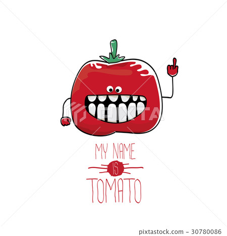 图库插图 vector funny cartoon cute red tomato