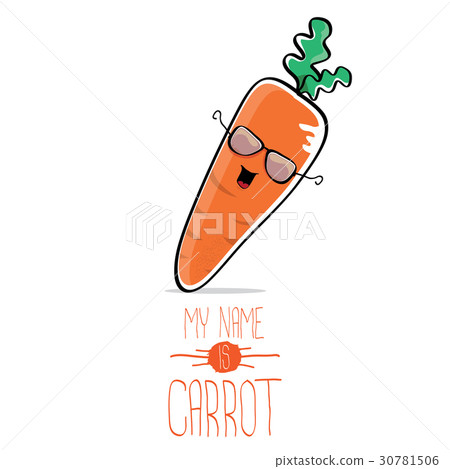 插图素材: vector funny cartoon orange carrot isolated