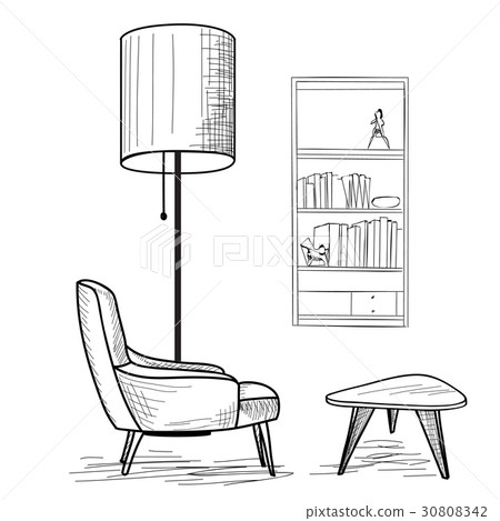 bedroom简笔画,bedroom怎么画 reading interior furniture