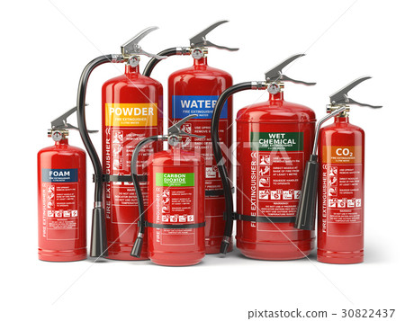 插图素材: fire extinguishers isolated on white background