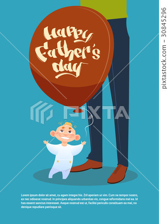 图库插图: happy father day family holiday, son hold air