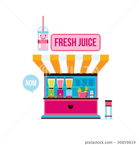 插图素材: fresh organic juice shop street food cafe