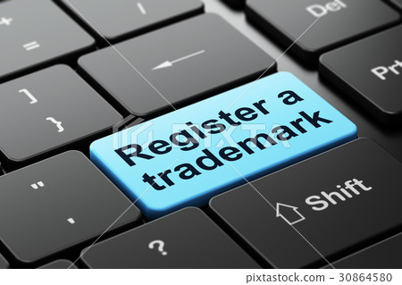 插图素材: law concept: register a trademark on computer