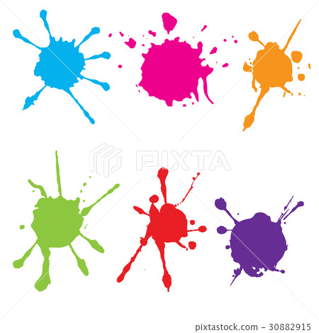 插图素材: splatter color paint. paint splash set