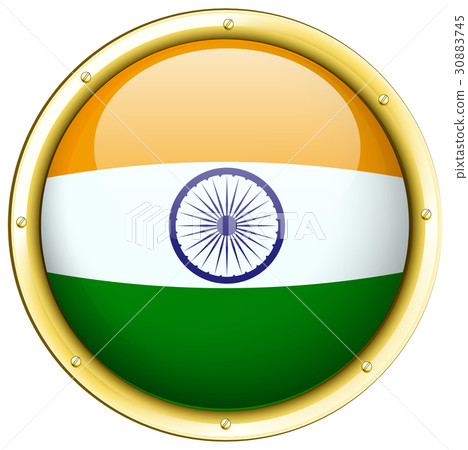 图库插图: round icon for india flag