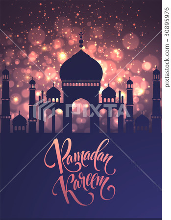 插图素材: greeting card with creative text ramadan kareem