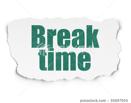 图库插图: timeline concept: break time on torn paper