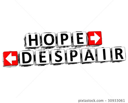 插图素材: 3d hope despair button click here block text