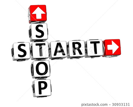 插图素材 3d start stop button click here block text