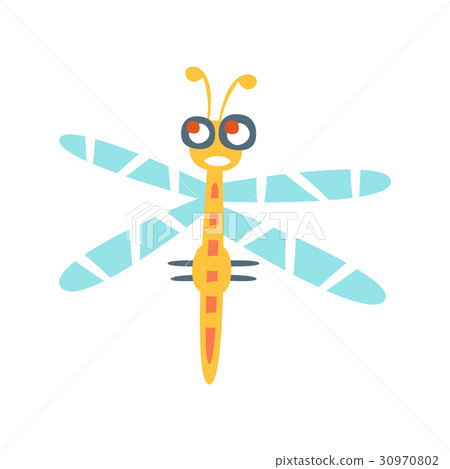 图库插图: cartoon funny dragonfly colorful character vector