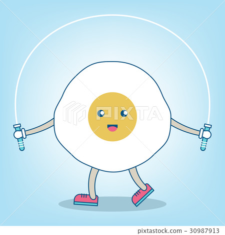 图库插图: egg cartoon jumping rope.