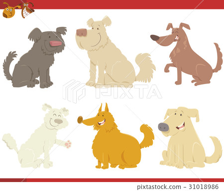 插图素材: happy dogs cartoon characters