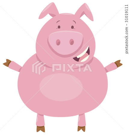 插图素材: cute pig farm animal character