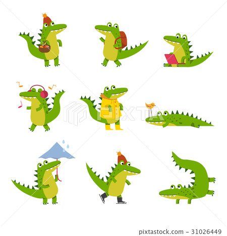 插图素材: cute cartoon crocodile in every day activities 查看