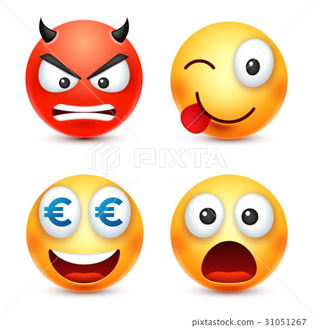 插图素材: smiley,smiling angry,sad,happy emoticon. yellow