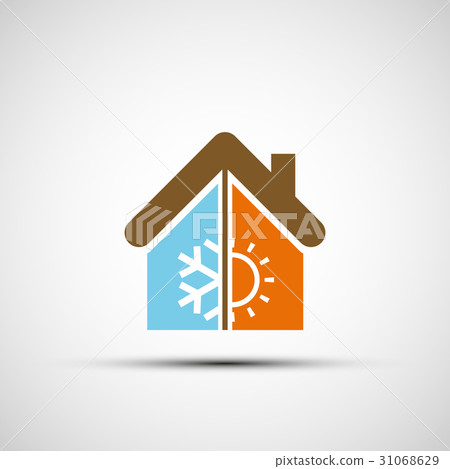 插图素材: logo home with climate control.