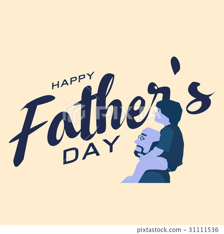 插图素材: happy fathers day greeting card, blue tone design