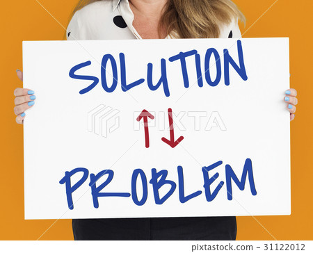 图库照片: problem solution arrow up down word