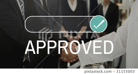 图库照片: approved accepted sign tick icon word