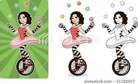 插图素材: juggler circus character female