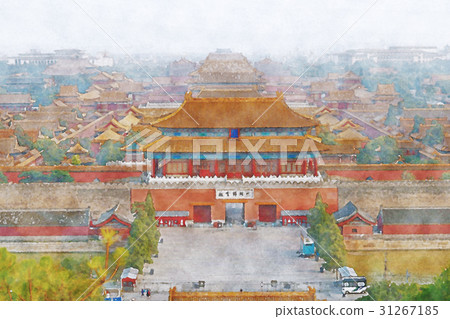 插图素材 故宫故宫北京水彩画