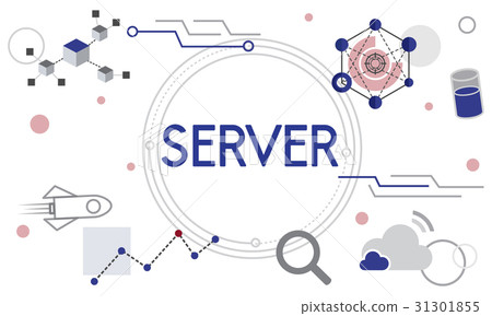 插图素材: computer network server system
