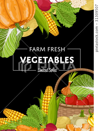 插图素材: fresh farm food banner with vegetable