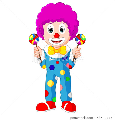 插图素材: colorful friendly clown with lollypop