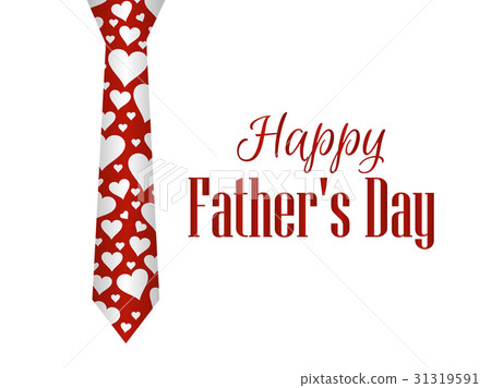 插图素材: happy fathers day. tie with hearts on a white