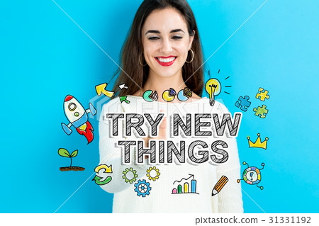 图库照片 try new things text with young woman