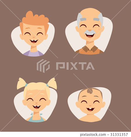 Vector Set Beautiful Emoticons Face Of People Stock Illustration