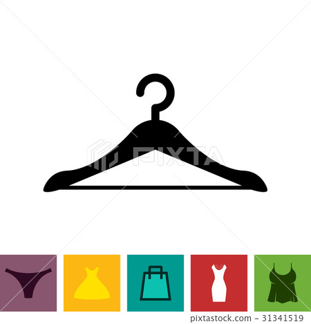 插图素材: black clothes hanger icon on white background