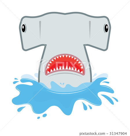 图库插图: hammerhead shark with open mouth.