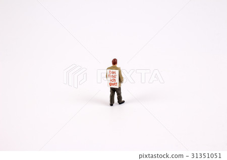 图库照片: figure of sandwichman sell notices