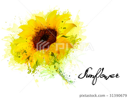 图库插图 nature background with yellow sunflower vector