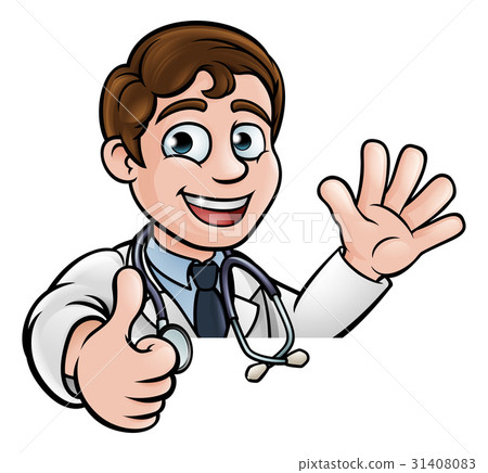 插图素材: doctor cartoon character sign thumbs up