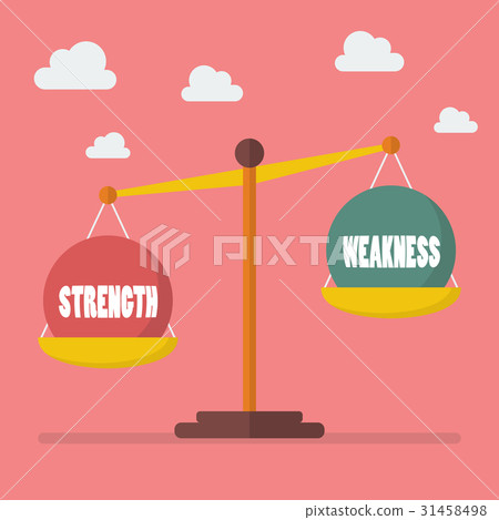 插图素材: strength and weakness balance on the scale