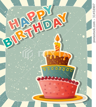 图库插图: birthday card with cake