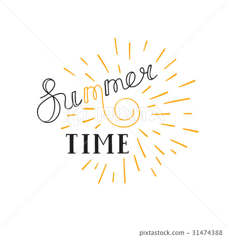 图库插图: summer time lettering logo. hand drawn typographic